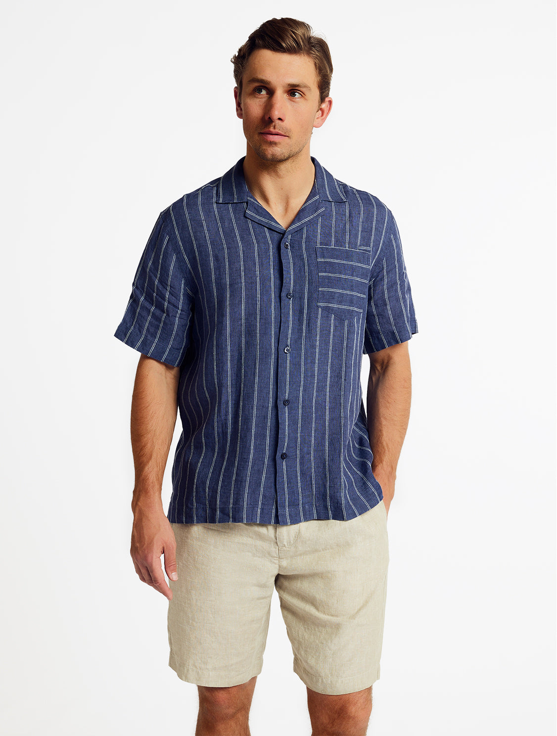 ANGELO STRIPED LINEN SHIRT