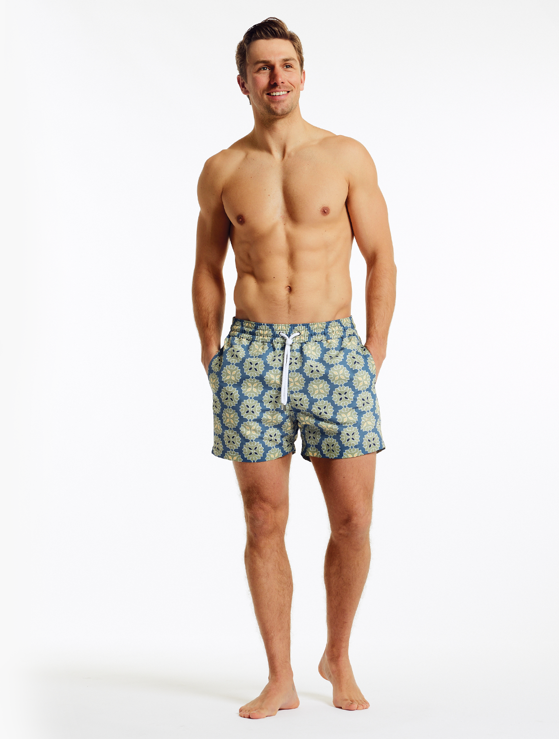 FRESCOBOL CARIOCA Straight-Leg Short-Length Printed Swim Shorts for Men