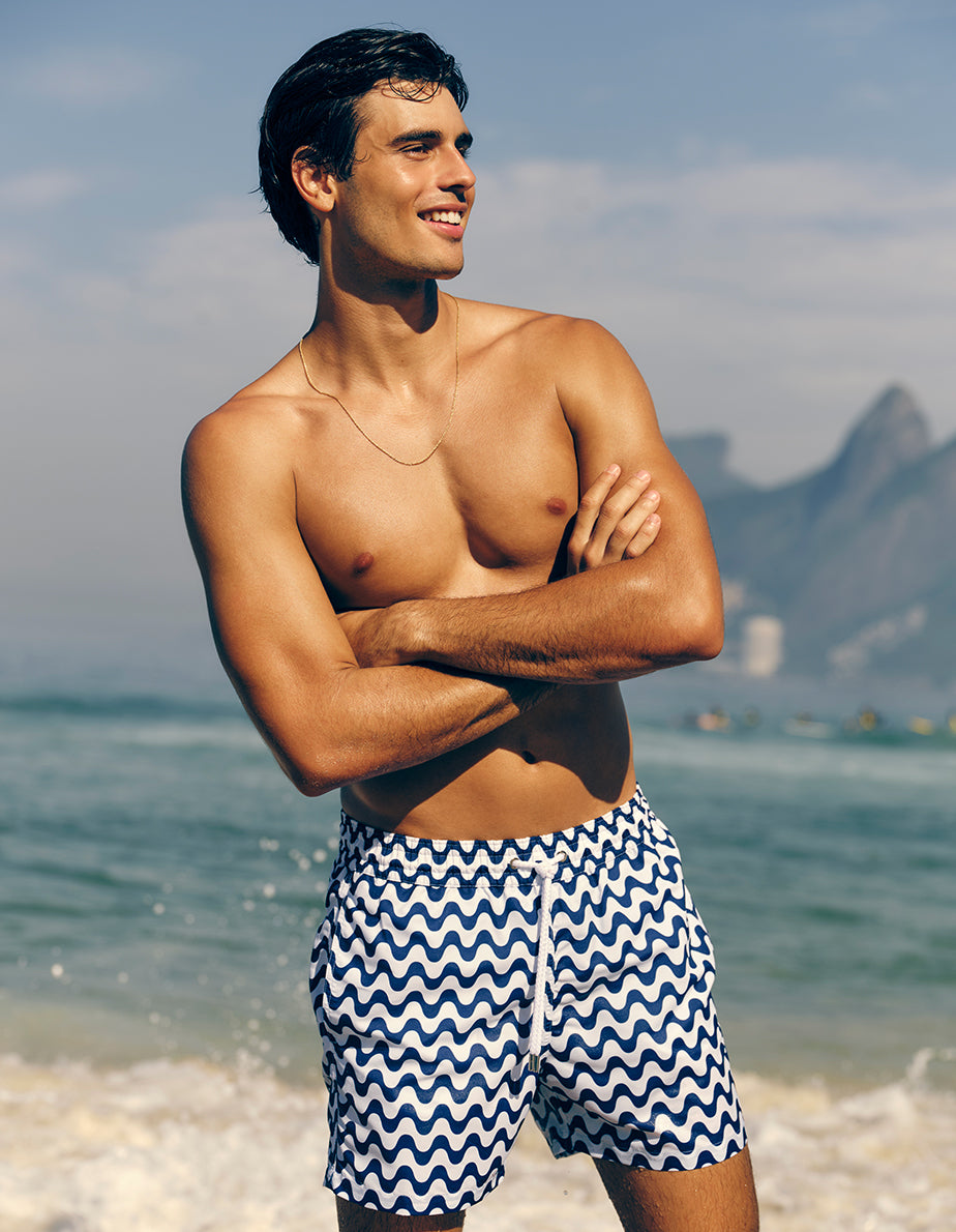 Printed Swim Shorts in Orange - Frescobol Carioca