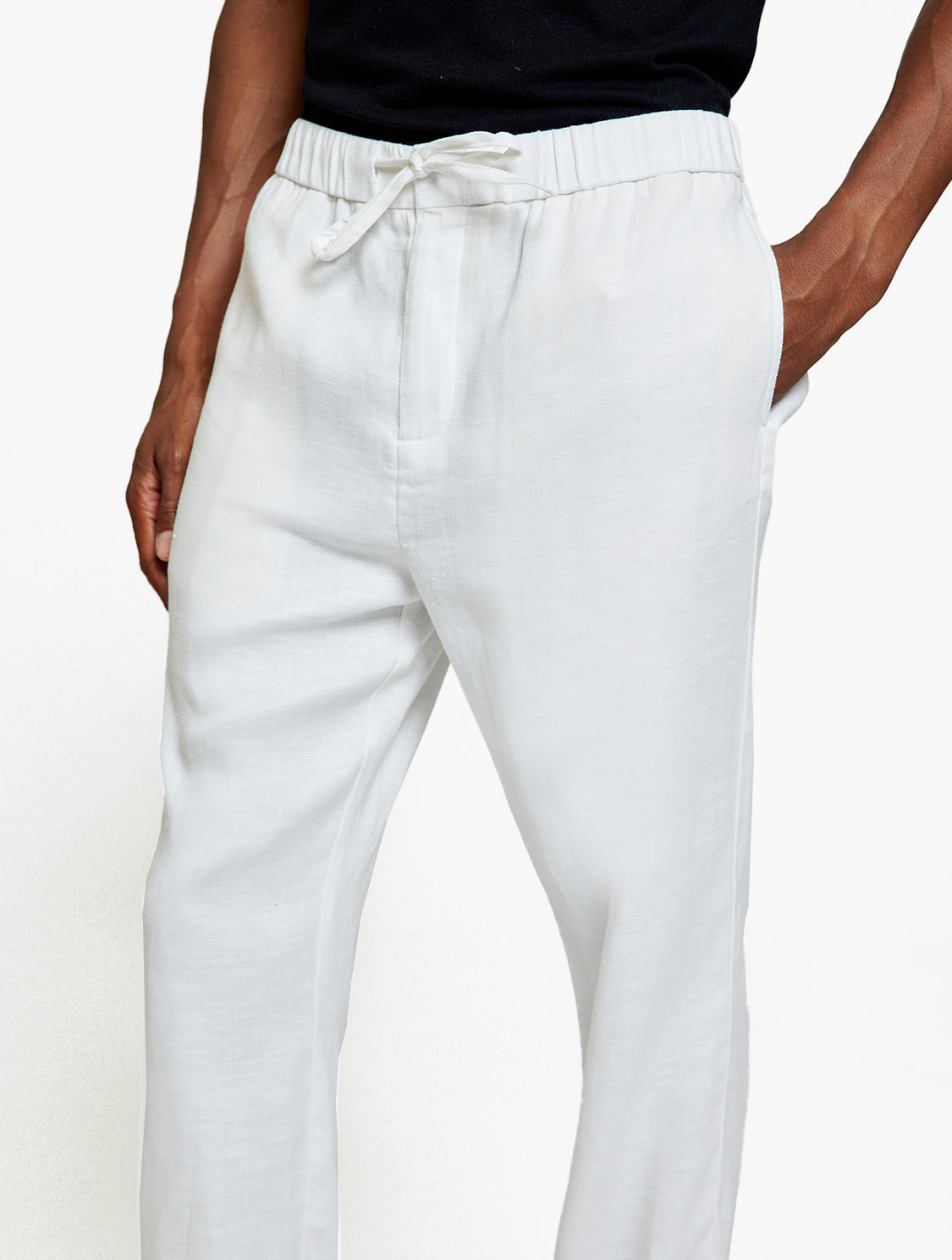 Shop Linen Drawstring Pant in White | Ready to Wear | AEXAE